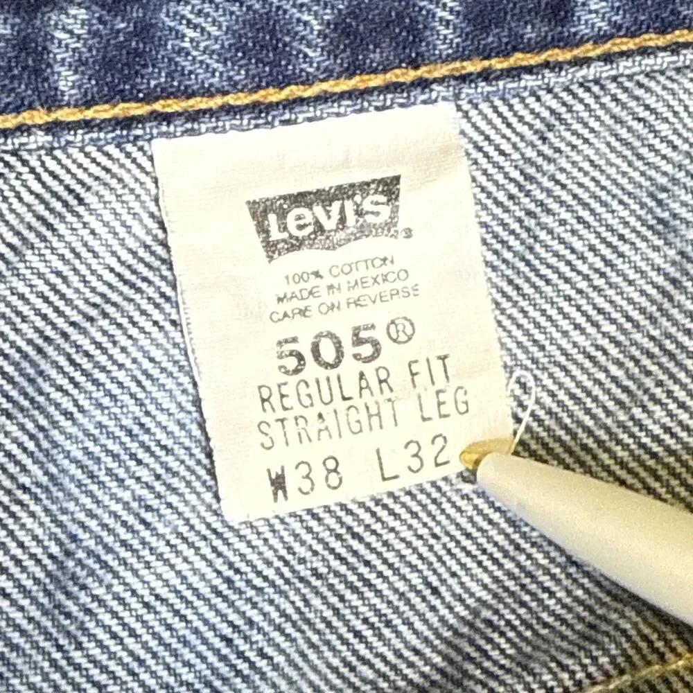 VTG Levis 505 Jeans Mens 38x32 Blue Denim Regular Fit Straight Leg Red Tab Y2K